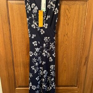 41 Hawthorn Dark Blue Floral wrap dress